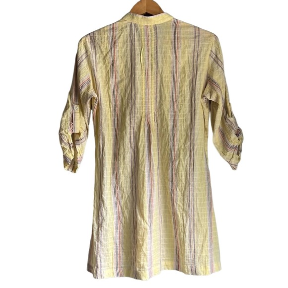 Soft Surroundings | Yellow Gauzy Striped Cotton Summer Beach Tunic size S - Picture 2 of 6